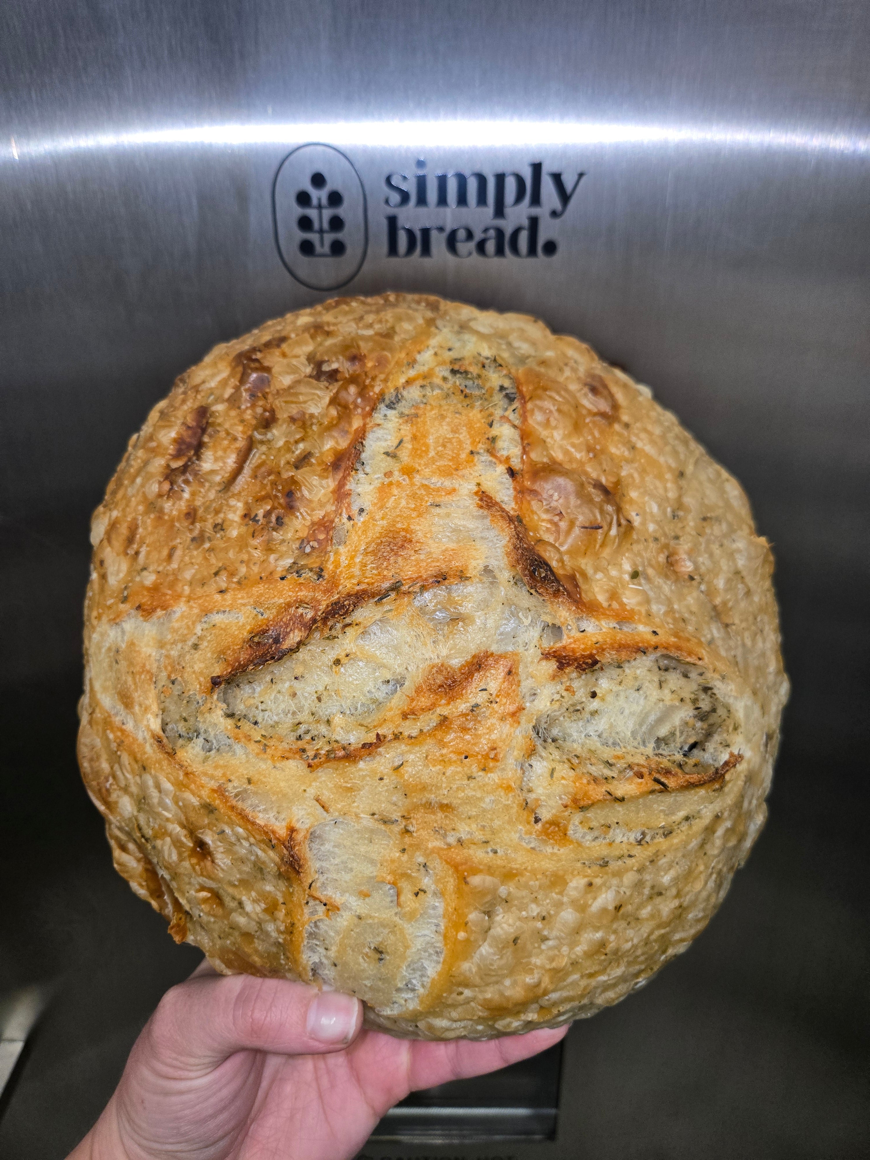 Italian Herb and Garlic Sourdough Artisan Loaf